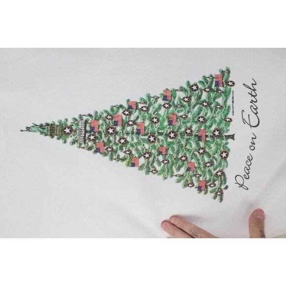 Vtg Y2K 2001 Womens Medium September 11 Peace On Earth Christmas Tree Sweatshirt - Picture 4 of 14